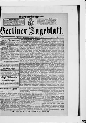 Berliner Tageblatt und Handels-Zeitung on Sep 26, 1889