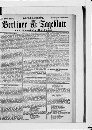 Berliner Tageblatt und Handels-Zeitung vom 26.09.1889