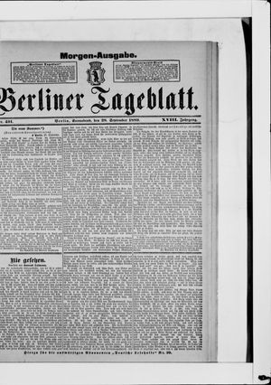 Berliner Tageblatt und Handels-Zeitung vom 28.09.1889