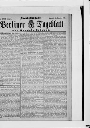 Berliner Tageblatt und Handels-Zeitung vom 28.09.1889