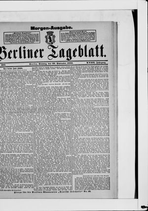 Berliner Tageblatt und Handels-Zeitung on Sep 29, 1889