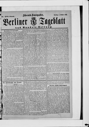 Berliner Tageblatt und Handels-Zeitung vom 01.10.1889