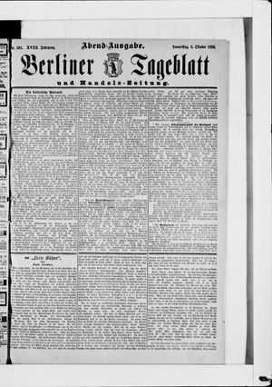 Berliner Tageblatt und Handels-Zeitung vom 03.10.1889