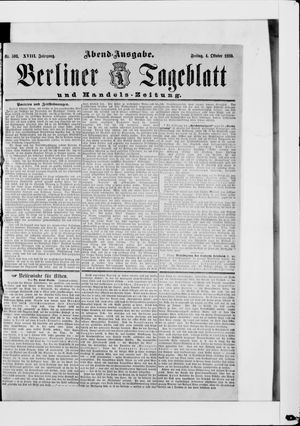 Berliner Tageblatt und Handels-Zeitung on Oct 4, 1889