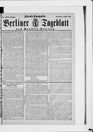 Berliner Tageblatt und Handels-Zeitung on Oct 5, 1889
