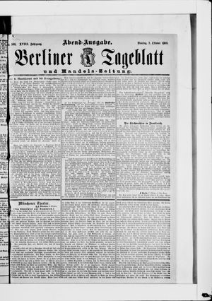 Berliner Tageblatt und Handels-Zeitung vom 07.10.1889