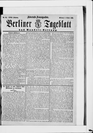 Berliner Tageblatt und Handels-Zeitung vom 09.10.1889