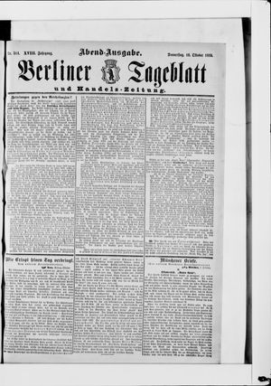 Berliner Tageblatt und Handels-Zeitung vom 10.10.1889