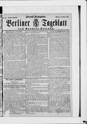 Berliner Tageblatt und Handels-Zeitung vom 14.10.1889