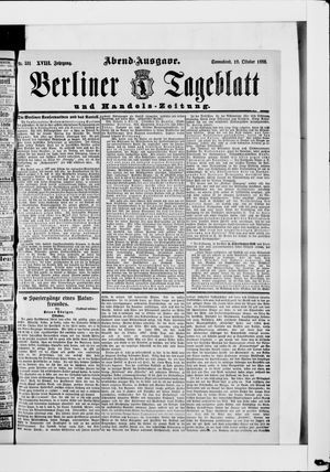 Berliner Tageblatt und Handels-Zeitung vom 19.10.1889