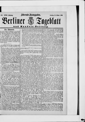 Berliner Tageblatt und Handels-Zeitung vom 22.10.1889