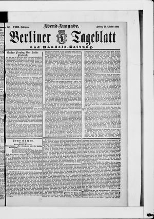 Berliner Tageblatt und Handels-Zeitung vom 25.10.1889