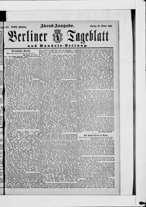 Berliner Tageblatt und Handels-Zeitung vom 28.10.1889