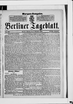 Berliner Tageblatt und Handels-Zeitung vom 03.11.1889