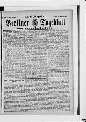 Berliner Tageblatt und Handels-Zeitung vom 08.11.1889