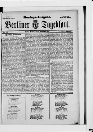 Berliner Tageblatt und Handels-Zeitung on Nov 11, 1889