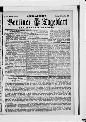 Berliner Tageblatt und Handels-Zeitung vom 12.11.1889