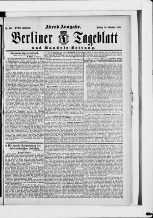 Berliner Tageblatt und Handels-Zeitung vom 15.11.1889