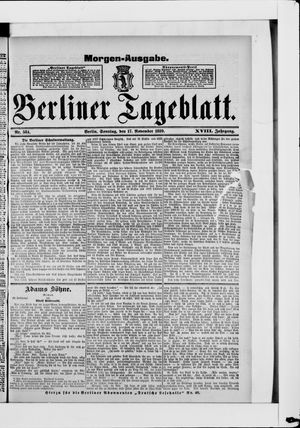 Berliner Tageblatt und Handels-Zeitung vom 17.11.1889