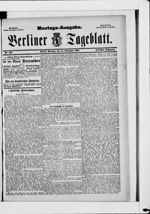 Berliner Tageblatt und Handels-Zeitung vom 18.11.1889