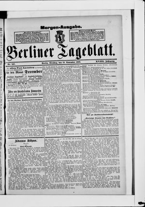 Berliner Tageblatt und Handels-Zeitung vom 19.11.1889