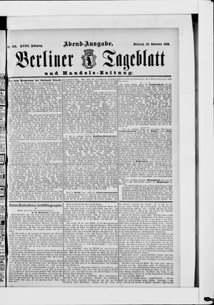 Berliner Tageblatt und Handels-Zeitung vom 20.11.1889