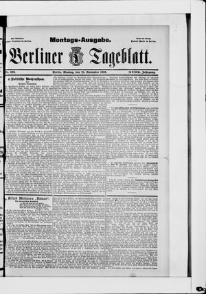 Berliner Tageblatt und Handels-Zeitung vom 25.11.1889