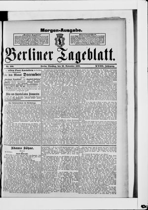 Berliner Tageblatt und Handels-Zeitung vom 26.11.1889