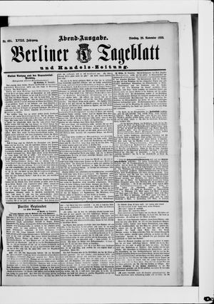 Berliner Tageblatt und Handels-Zeitung vom 26.11.1889