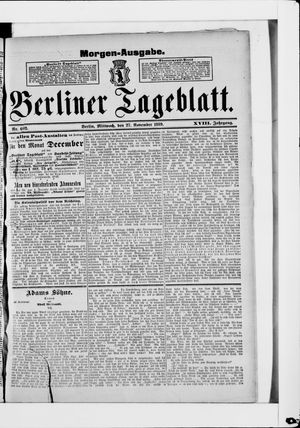 Berliner Tageblatt und Handels-Zeitung vom 27.11.1889