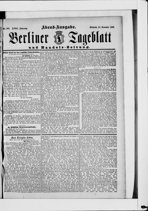 Berliner Tageblatt und Handels-Zeitung on Nov 27, 1889