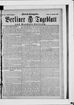 Berliner Tageblatt und Handels-Zeitung vom 29.11.1889
