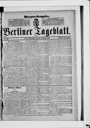 Berliner Tageblatt und Handels-Zeitung vom 30.11.1889