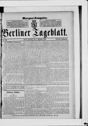 Berliner Tageblatt und Handels-Zeitung on Dec 1, 1889