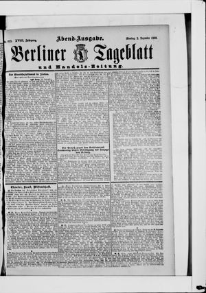 Berliner Tageblatt und Handels-Zeitung vom 02.12.1889