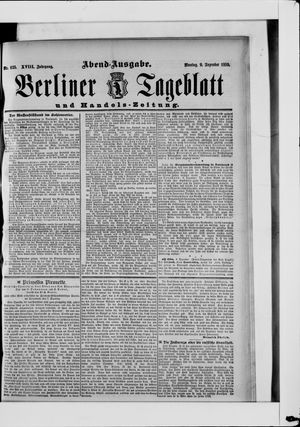 Berliner Tageblatt und Handels-Zeitung vom 09.12.1889