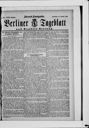 Berliner Tageblatt und Handels-Zeitung vom 12.12.1889