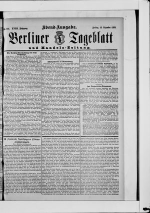Berliner Tageblatt und Handels-Zeitung vom 13.12.1889