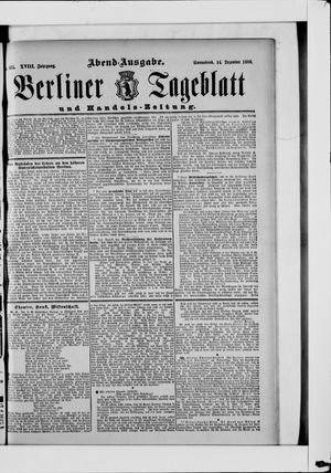 Berliner Tageblatt und Handels-Zeitung vom 14.12.1889