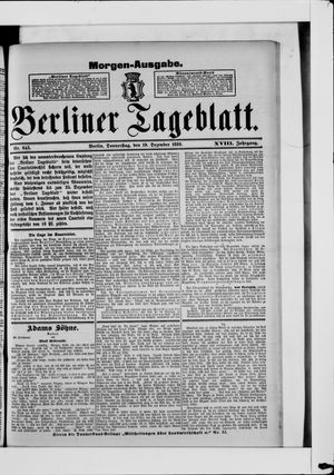 Berliner Tageblatt und Handels-Zeitung vom 19.12.1889