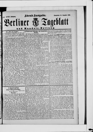 Berliner Tageblatt und Handels-Zeitung vom 21.12.1889