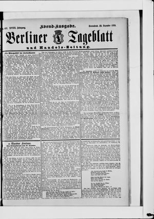 Berliner Tageblatt und Handels-Zeitung vom 28.12.1889