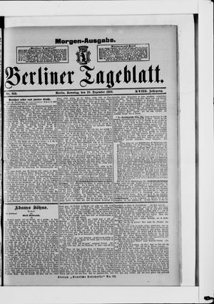 Berliner Tageblatt und Handels-Zeitung vom 29.12.1889