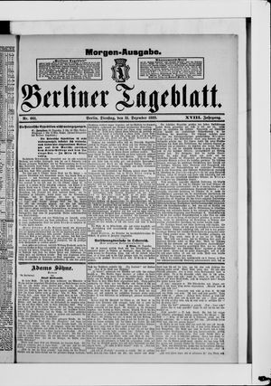 Berliner Tageblatt und Handels-Zeitung vom 31.12.1889