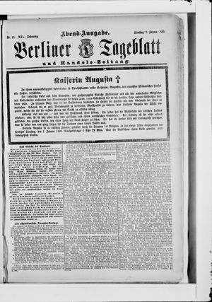 Berliner Tageblatt und Handels-Zeitung on Jan 7, 1890