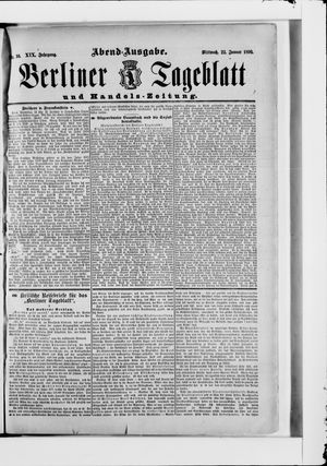 Berliner Tageblatt und Handels-Zeitung on Jan 22, 1890