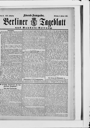 Berliner Tageblatt und Handels-Zeitung vom 05.02.1890