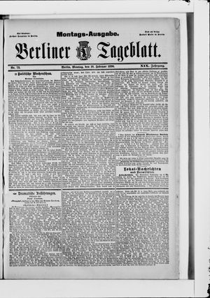 Berliner Tageblatt und Handels-Zeitung vom 10.02.1890