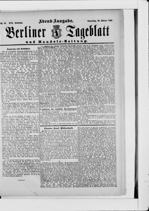 Berliner Tageblatt und Handels-Zeitung on Feb 20, 1890