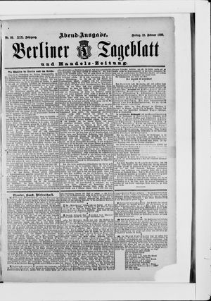 Berliner Tageblatt und Handels-Zeitung on Feb 21, 1890